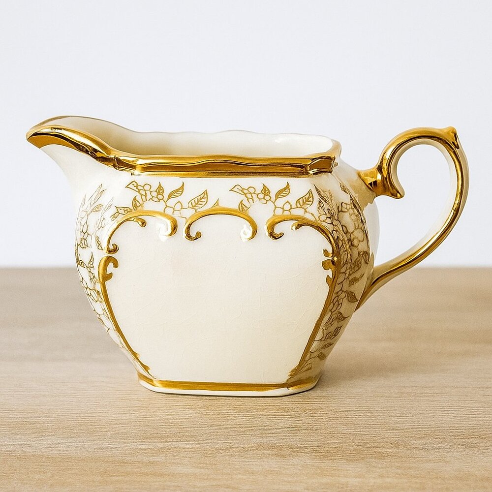 Vintage Sadler Milk Jug/ Creamer. White and gold. England 1930's (item # 2026)
